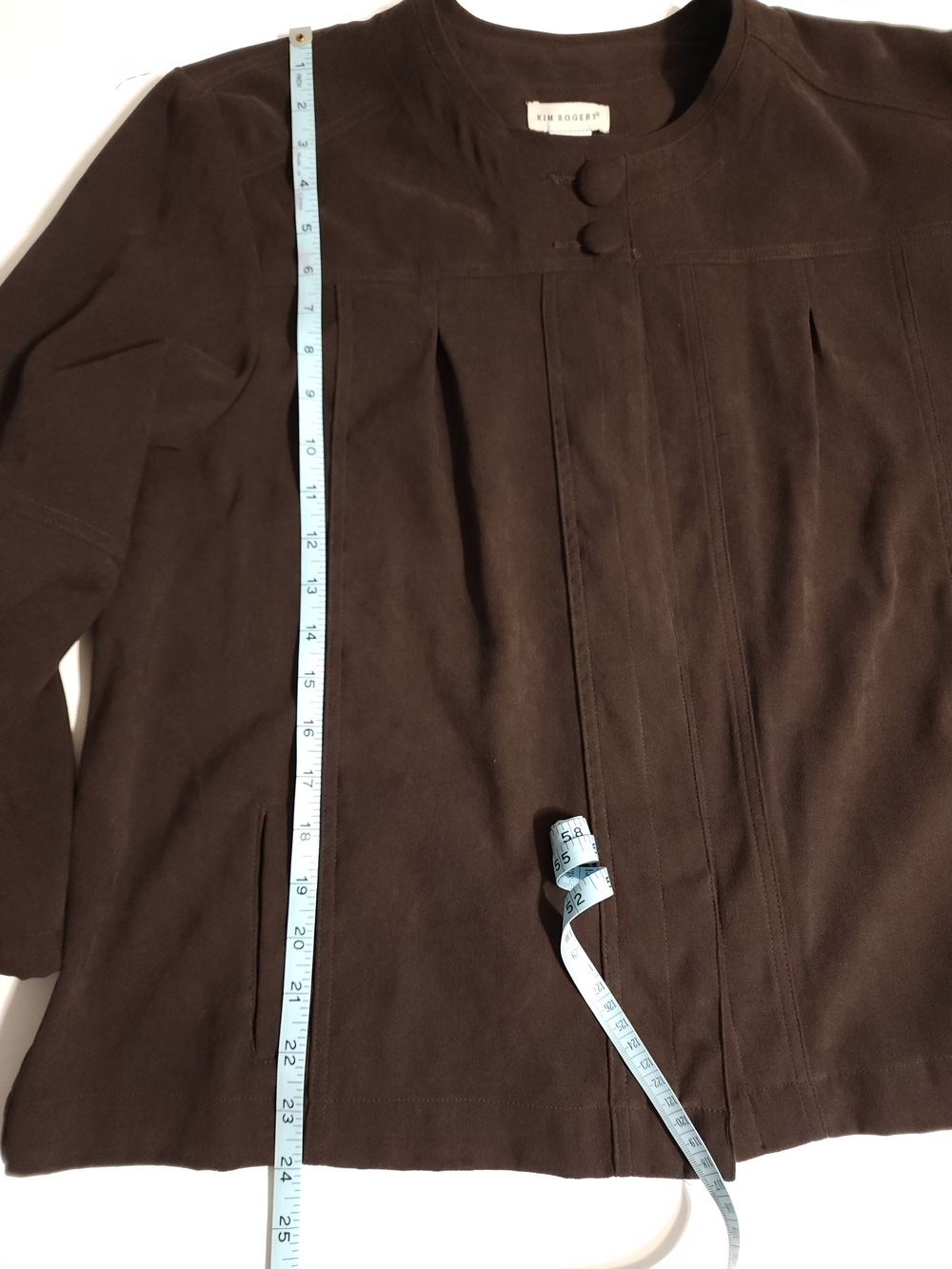 Kim Rogers Dark Brown Suede Swing Cape Jacket - Picture 16 of 16